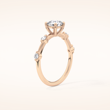 1.04 CT Cushion Shaped Dainty Pave Moissanite Engagement Ring