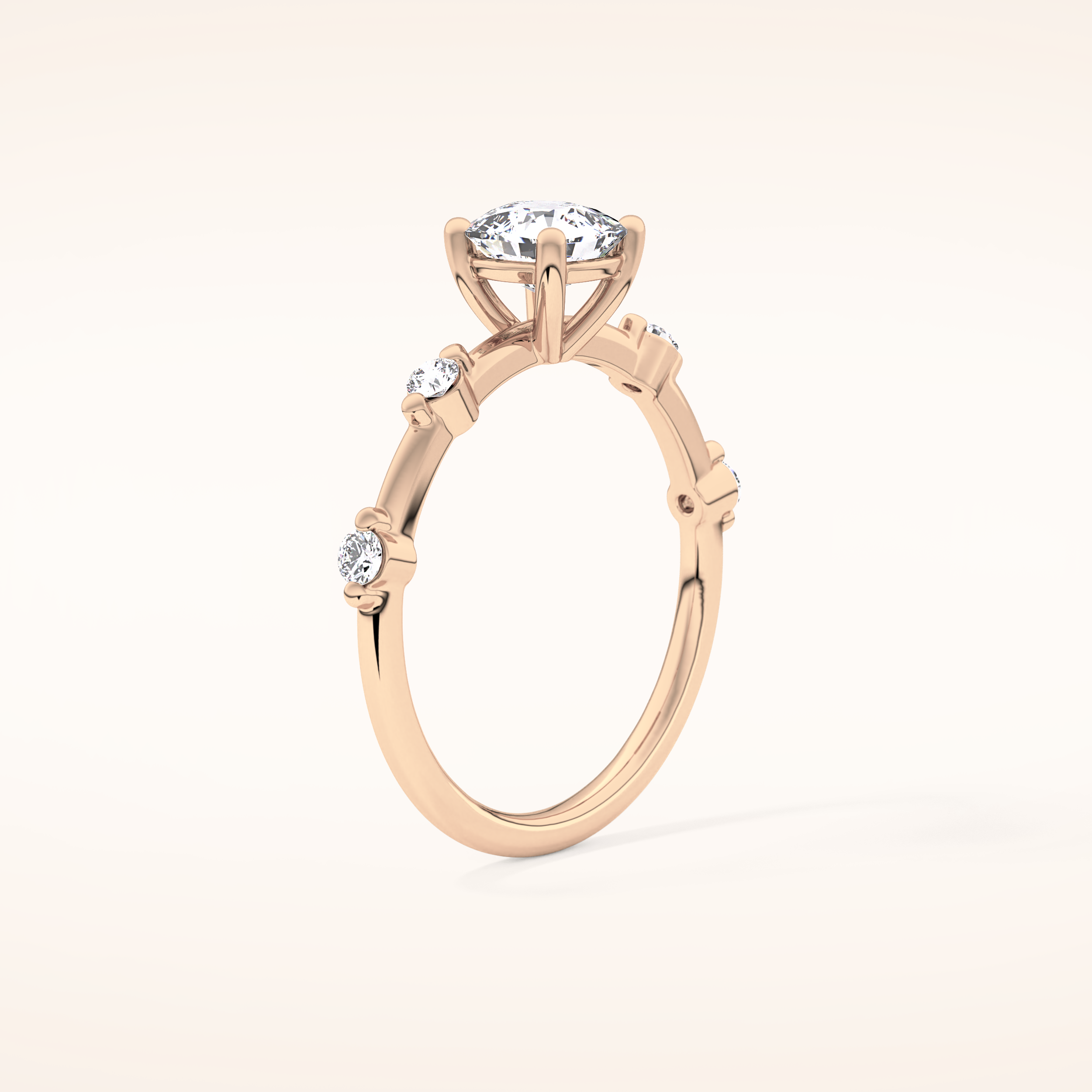 1.04 CT Cushion Shaped Dainty Pave Moissanite Engagement Ring