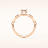 1.04 CT Cushion Shaped Dainty Pave Moissanite Engagement Ring