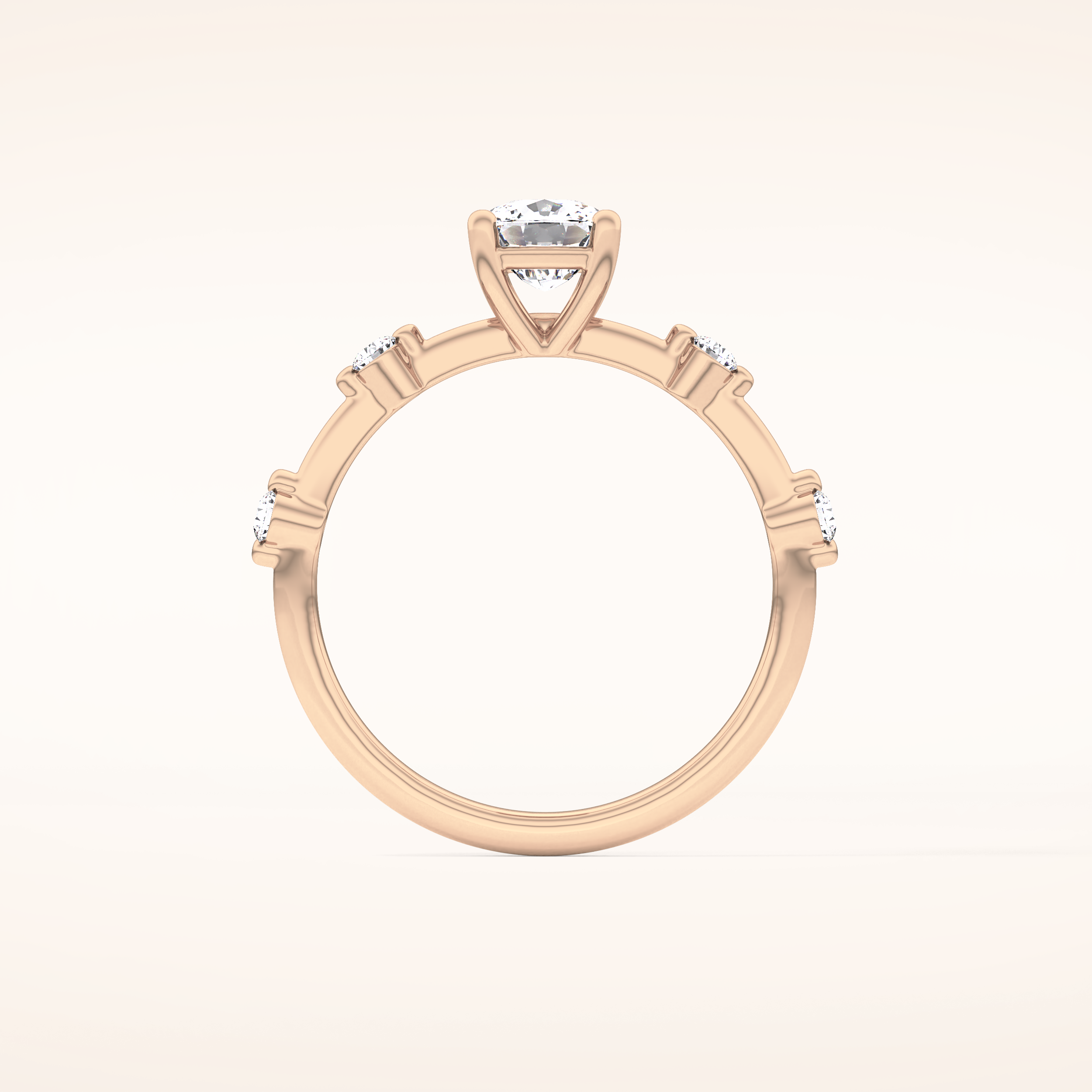 1.04 CT Cushion Shaped Dainty Pave Moissanite Engagement Ring