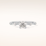 1.04 CT Cushion Shaped Dainty Pave Moissanite Engagement Ring