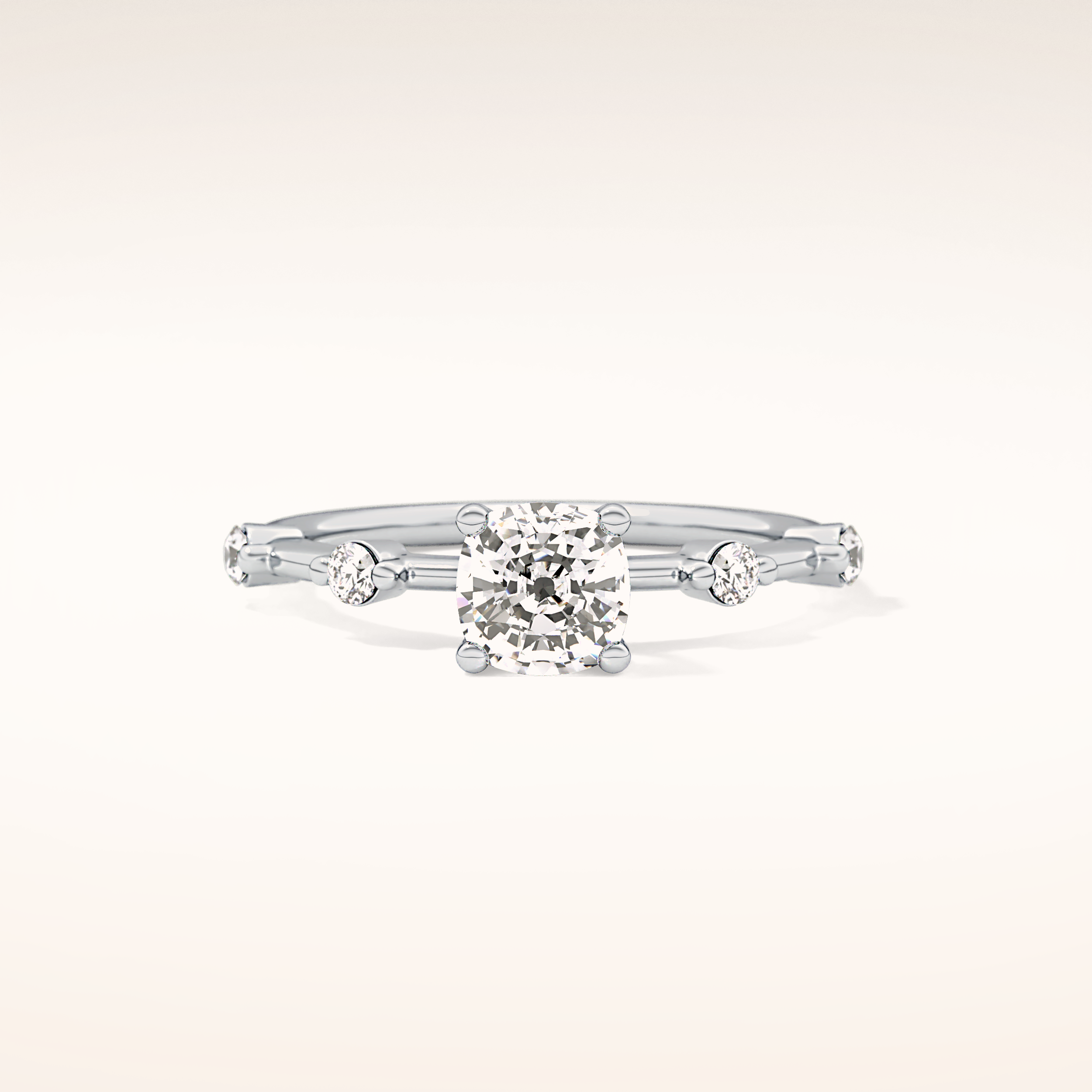 1.04 CT Cushion Shaped Dainty Pave Moissanite Engagement Ring