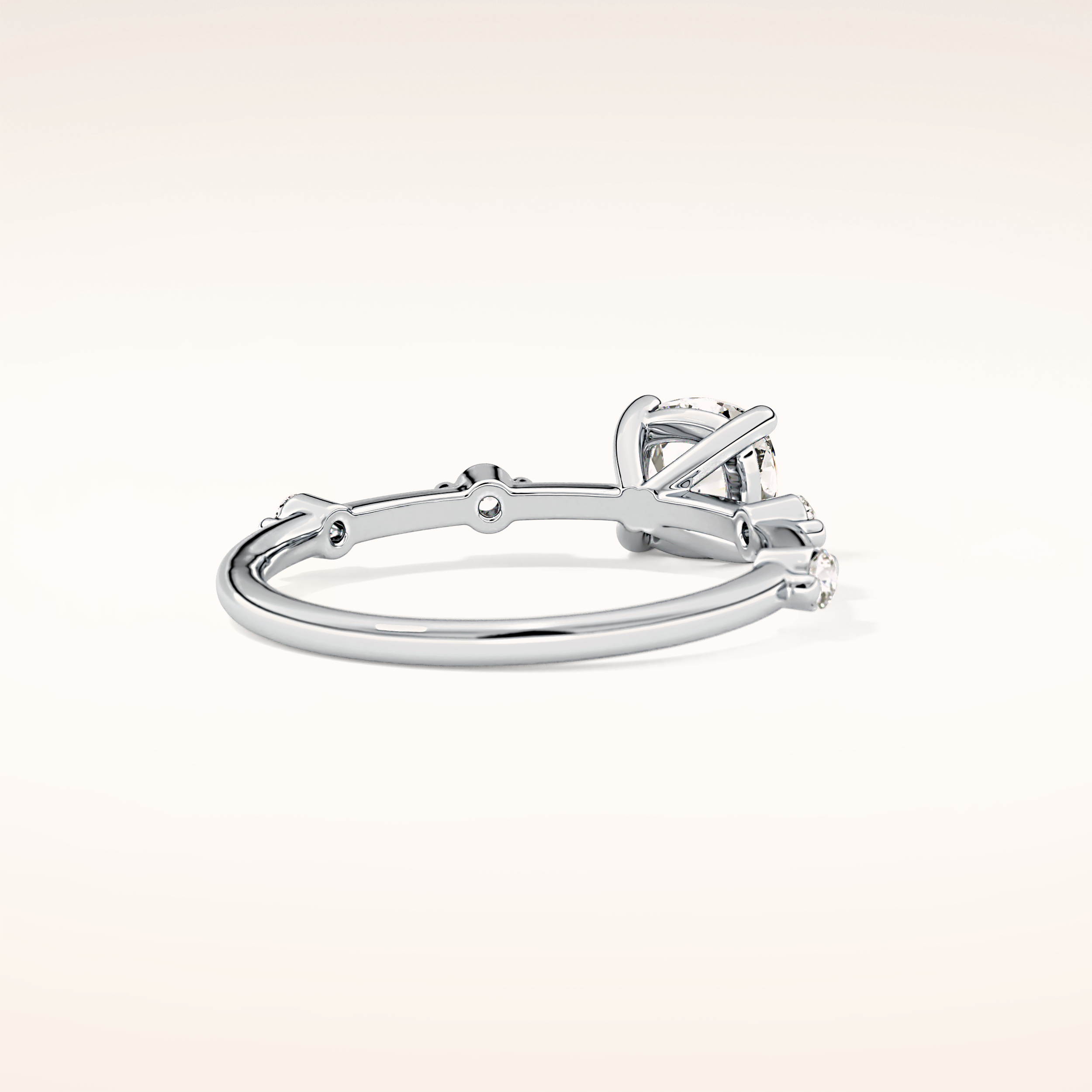 1.04 CT Cushion Shaped Dainty Pave Moissanite Engagement Ring