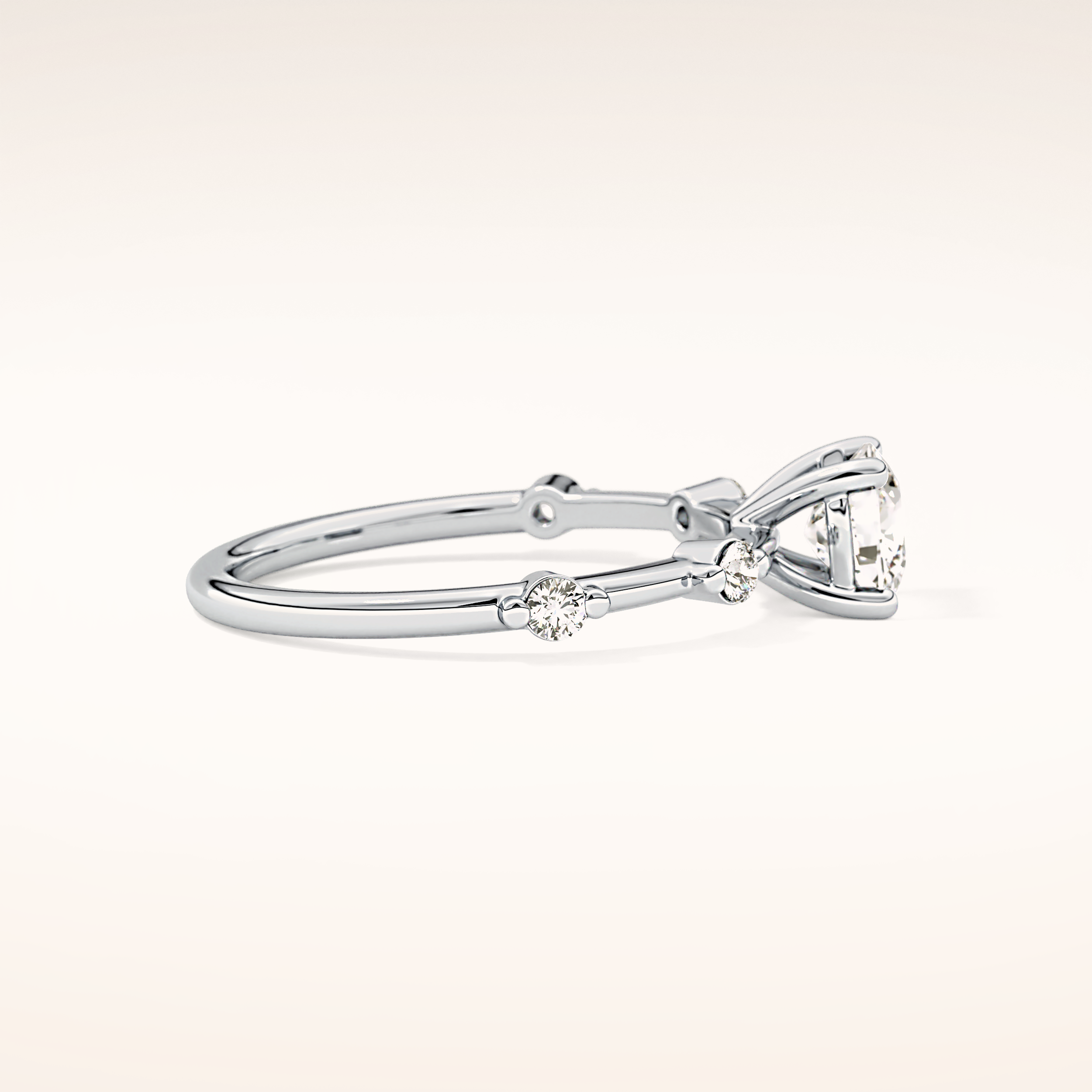 1.04 CT Cushion Shaped Dainty Pave Moissanite Engagement Ring
