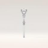 1.04 CT Cushion Shaped Dainty Pave Moissanite Engagement Ring