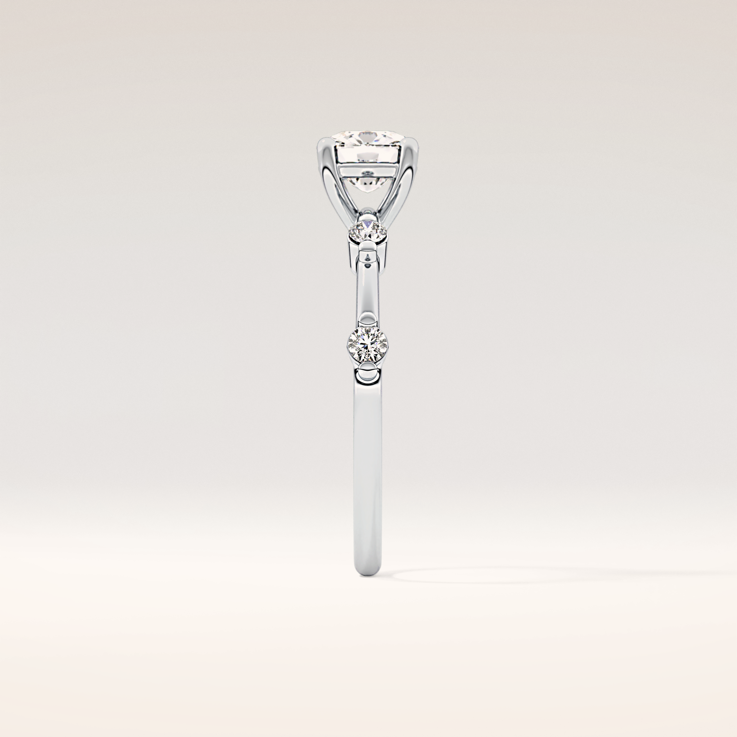 1.04 CT Cushion Shaped Dainty Pave Moissanite Engagement Ring