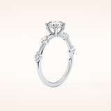 1.04 CT Cushion Shaped Dainty Pave Moissanite Engagement Ring