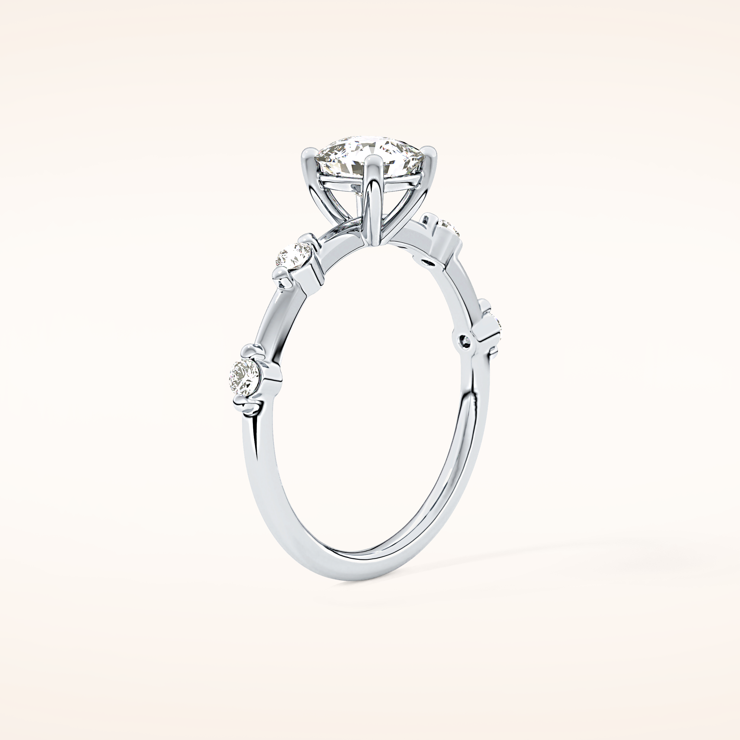 1.04 CT Cushion Shaped Dainty Pave Moissanite Engagement Ring