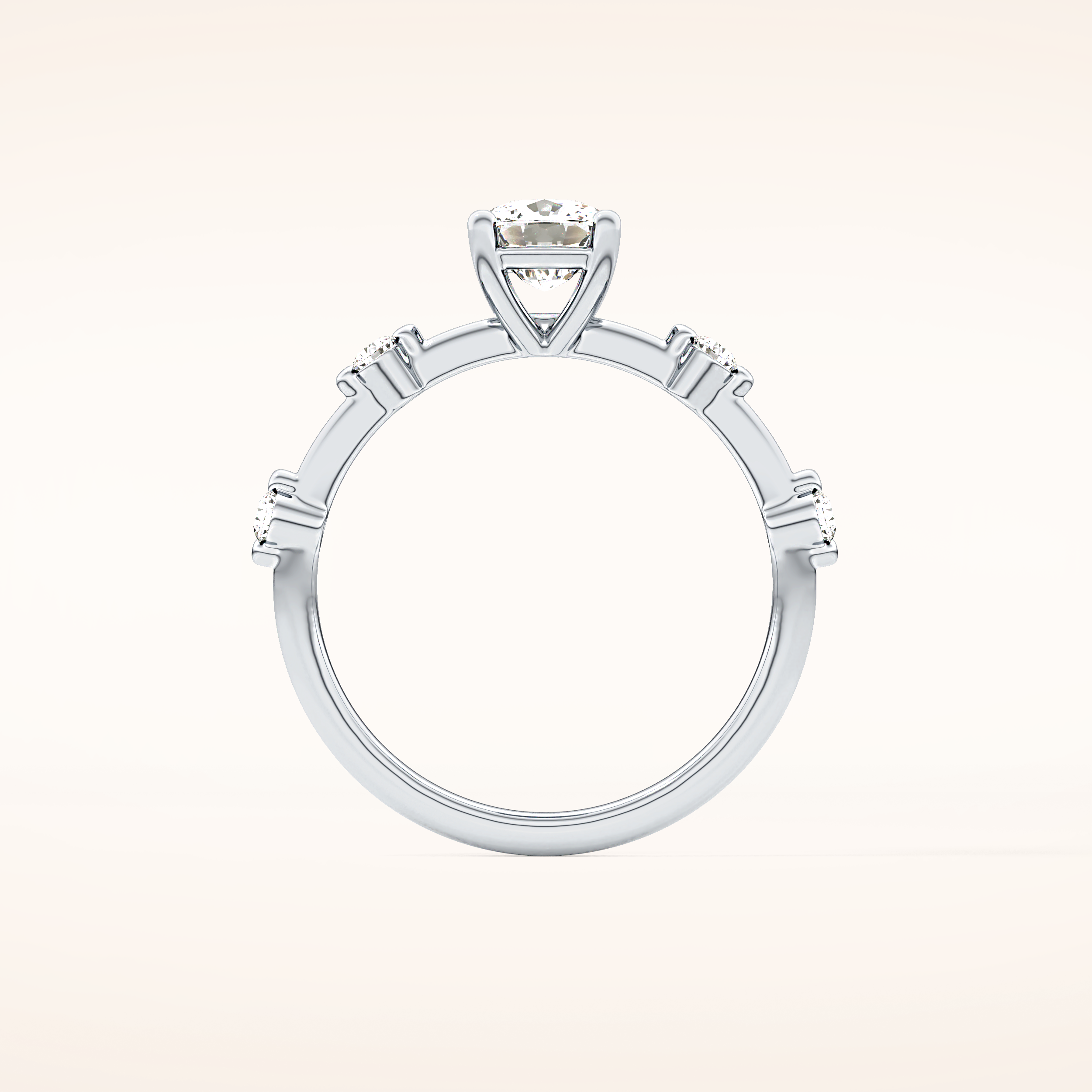 1.04 CT Cushion Shaped Dainty Pave Moissanite Engagement Ring