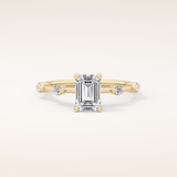 1.02 CT Emerald Shaped Dainty Pave Moissanite Engagement Ring