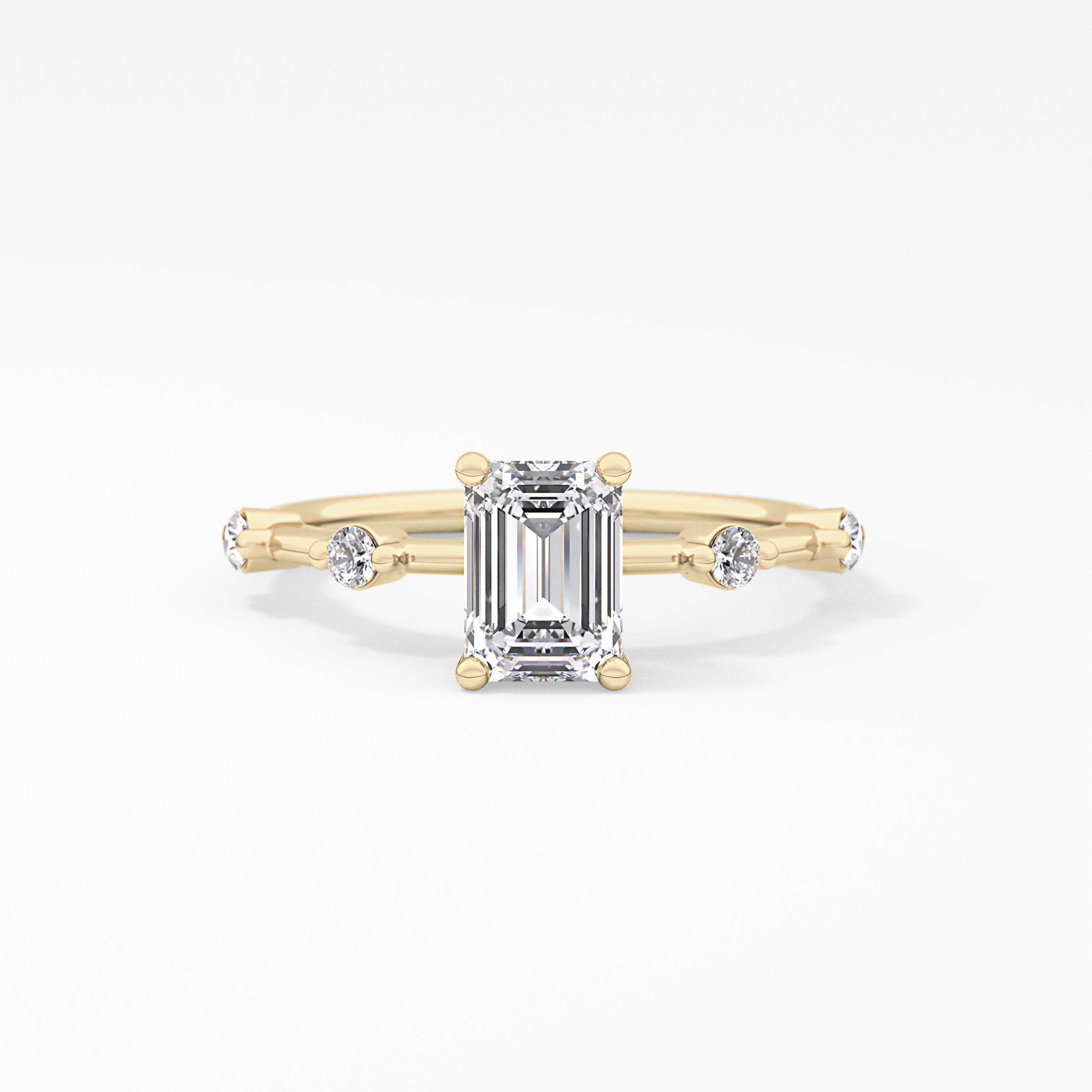 Emerald Dainty Pave Lab Grown Diamond Engagement Ring