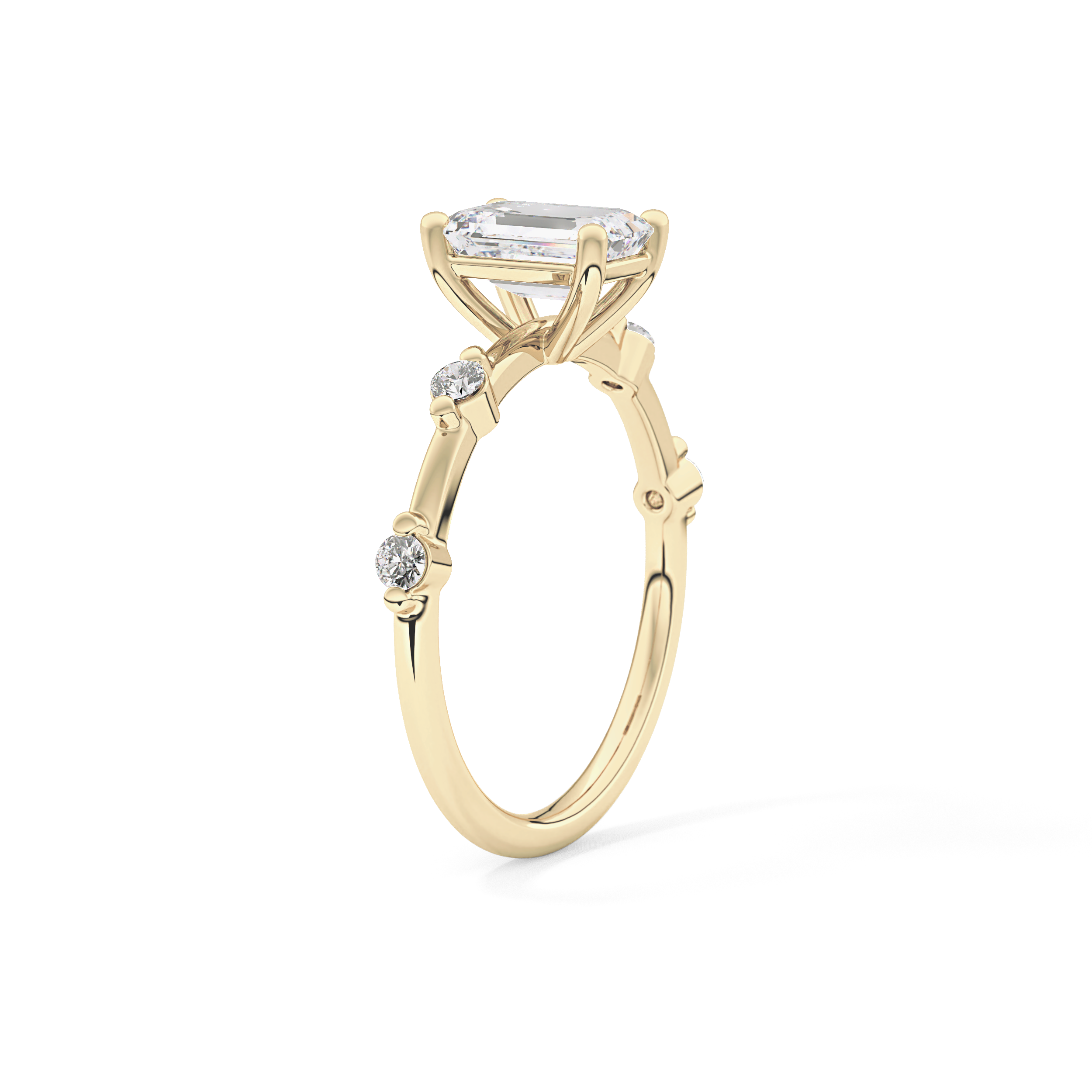 Emerald Dainty Pave Lab Grown Diamond Engagement Ring