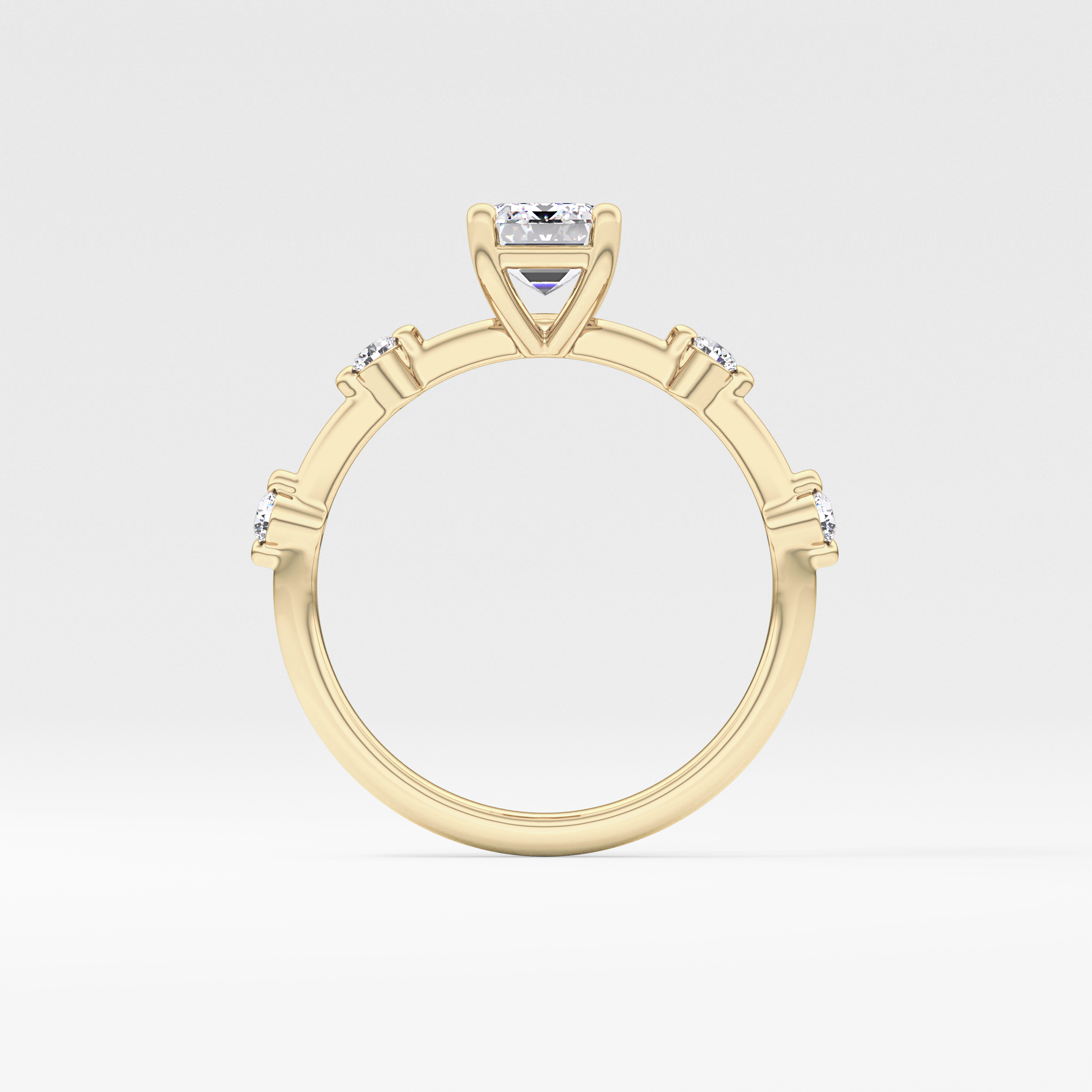 Emerald Dainty Pave Lab Grown Diamond Engagement Ring