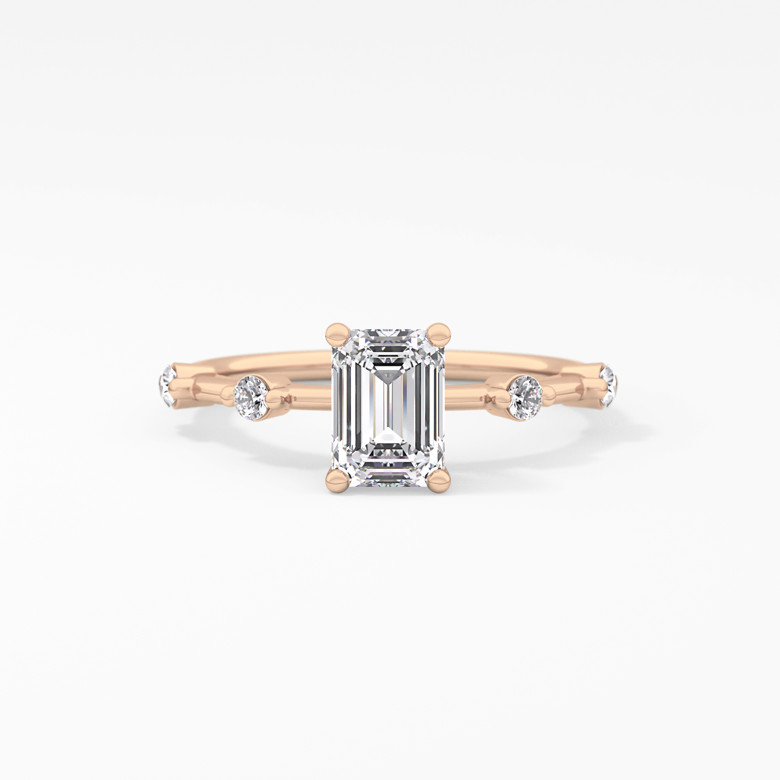 Emerald Dainty Pave Lab Grown Diamond Engagement Ring