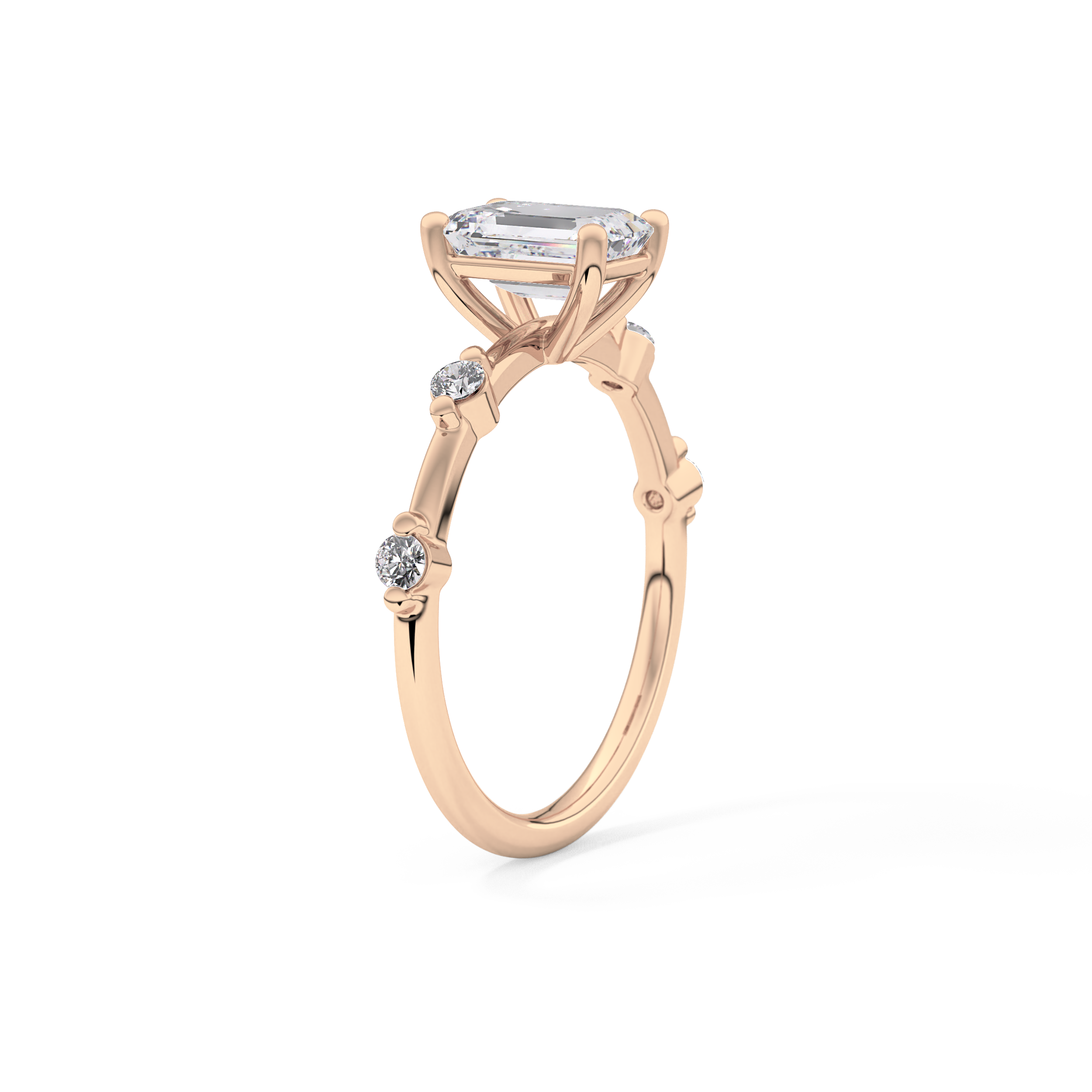 Emerald Dainty Pave Lab Grown Diamond Engagement Ring