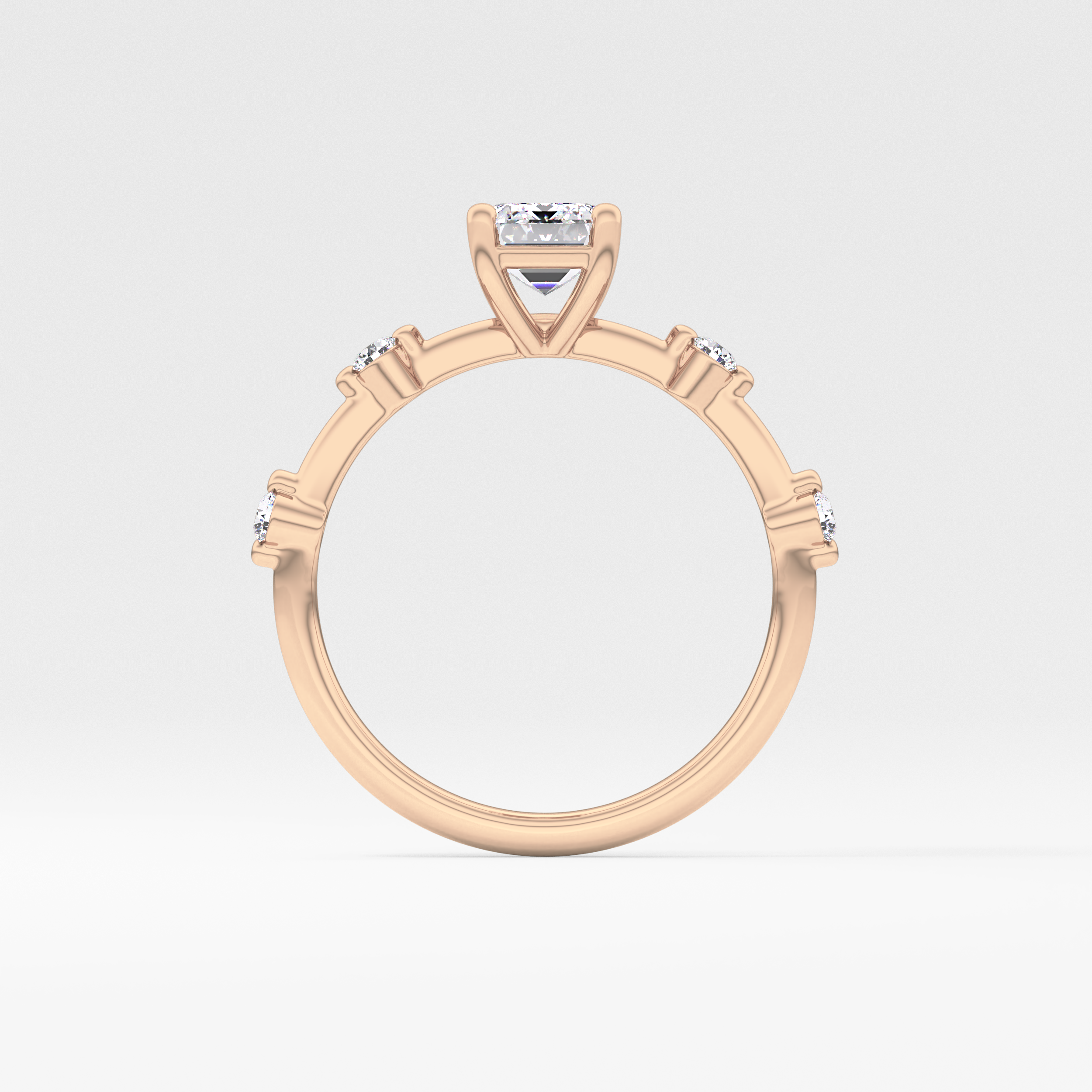 Emerald Dainty Pave Lab Grown Diamond Engagement Ring