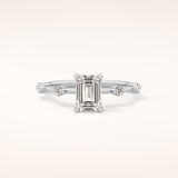 1.02 CT Emerald Shaped Dainty Pave Moissanite Engagement Ring