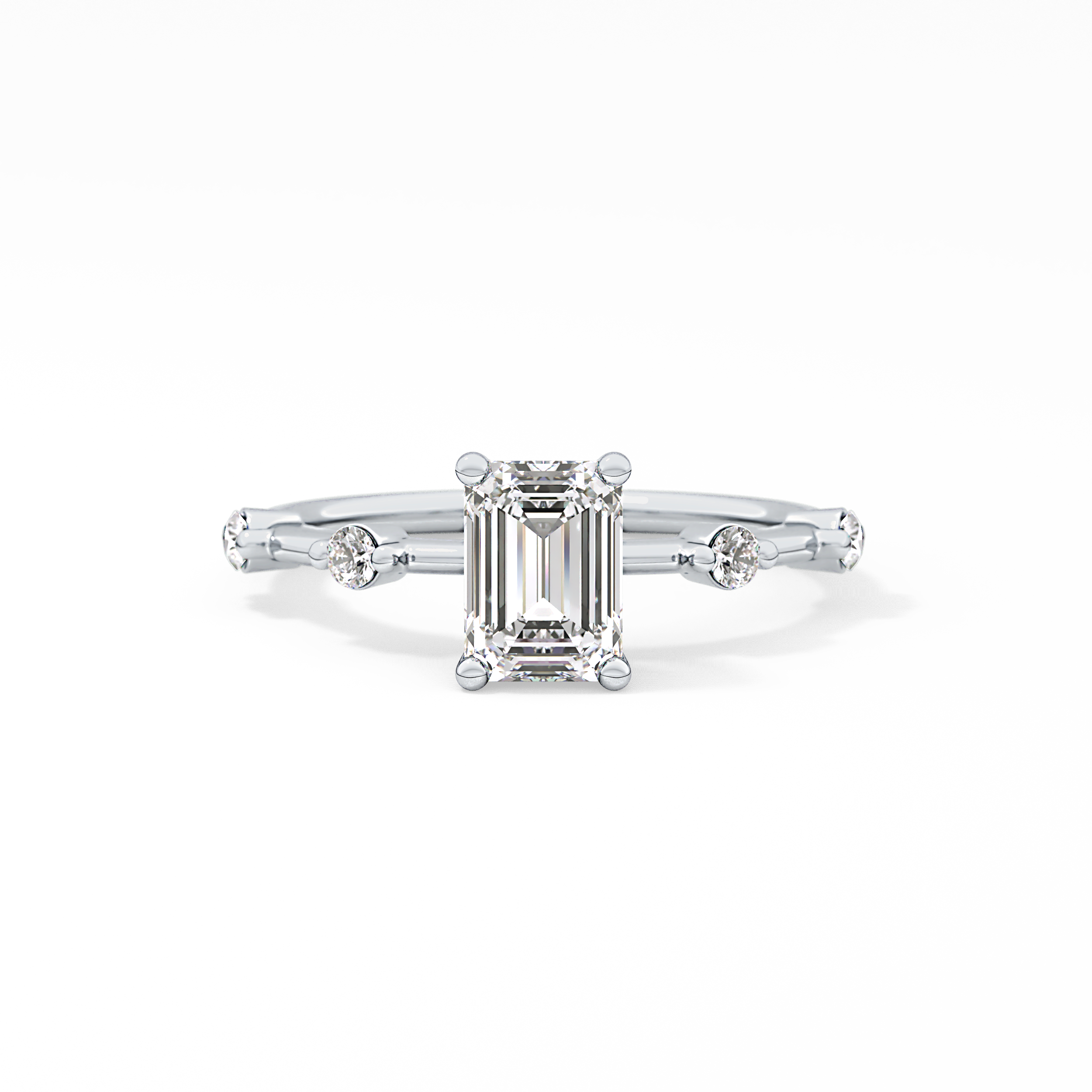 Emerald Dainty Pave Lab Grown Diamond Engagement Ring