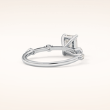 1.02 CT Emerald Shaped Dainty Pave Moissanite Engagement Ring
