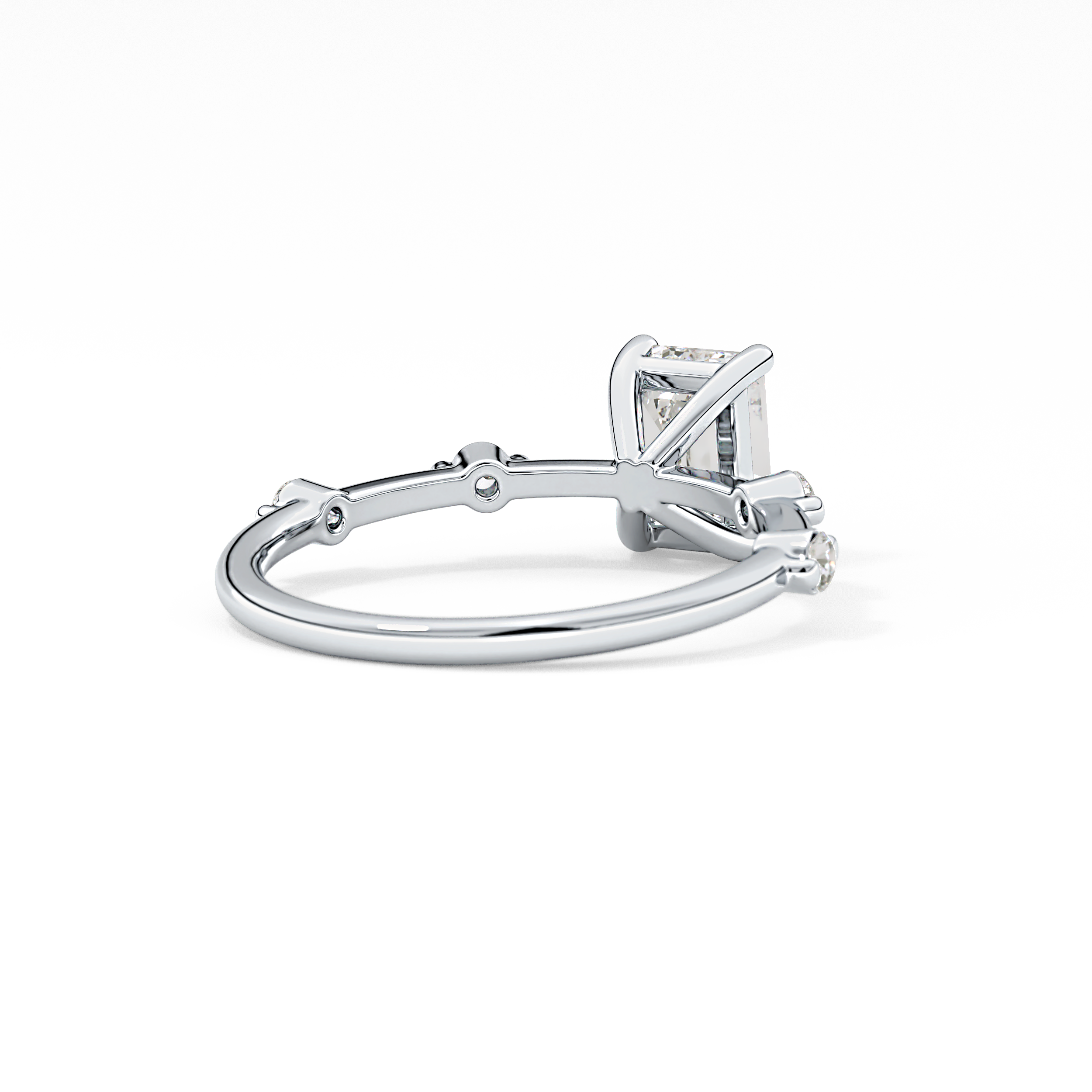 Emerald Dainty Pave Lab Grown Diamond Engagement Ring