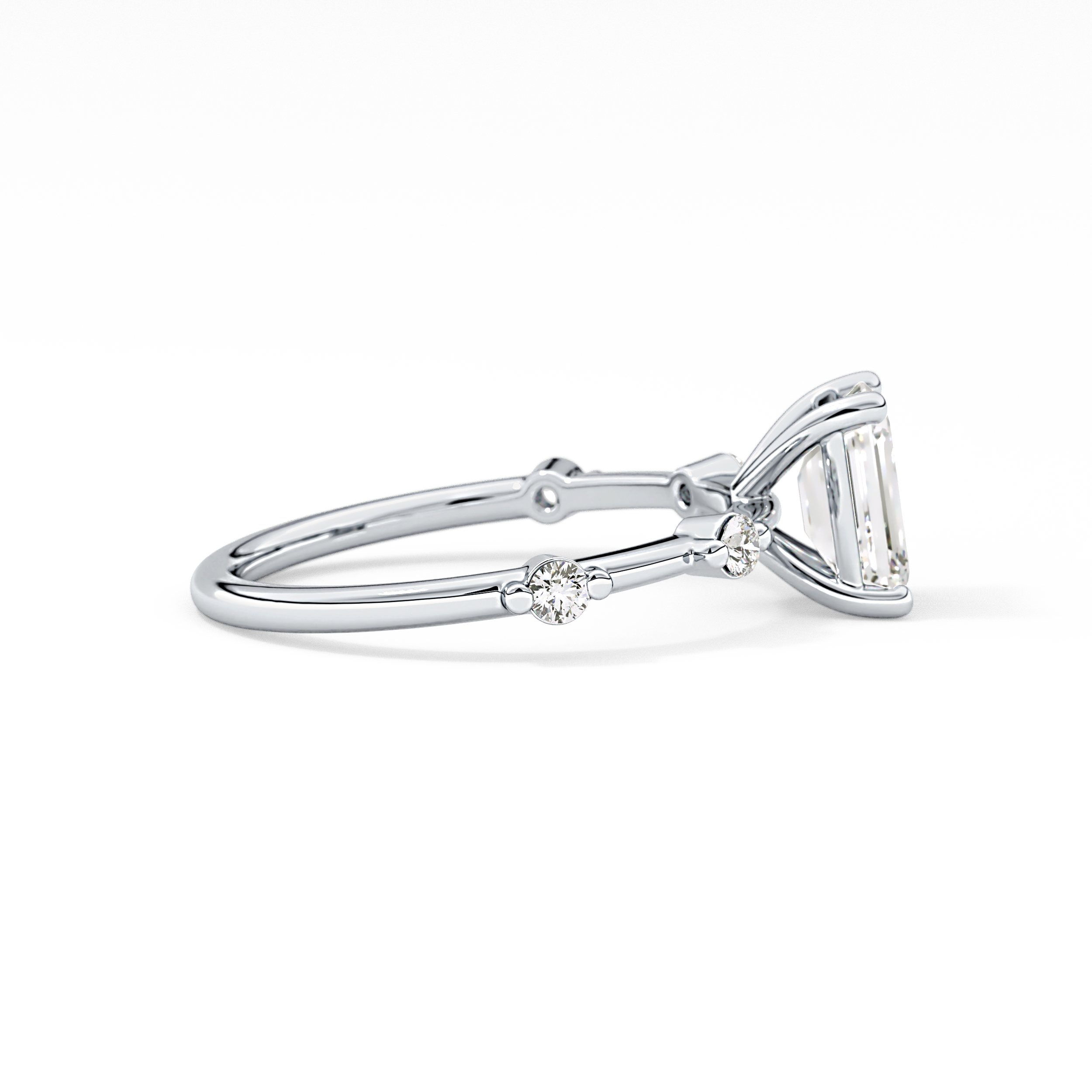 Emerald Dainty Pave Lab Grown Diamond Engagement Ring