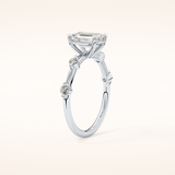 1.02 CT Emerald Shaped Dainty Pave Moissanite Engagement Ring