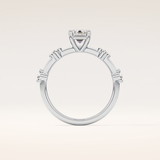 1.02 CT Emerald Shaped Dainty Pave Moissanite Engagement Ring