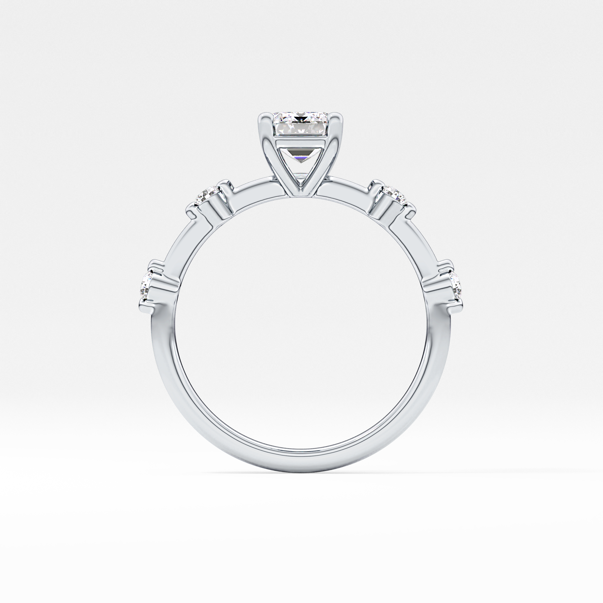 Emerald Dainty Pave Lab Grown Diamond Engagement Ring