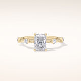 1.21 CT Radiant Shaped Dainty Pave Moissanite Engagement Ring