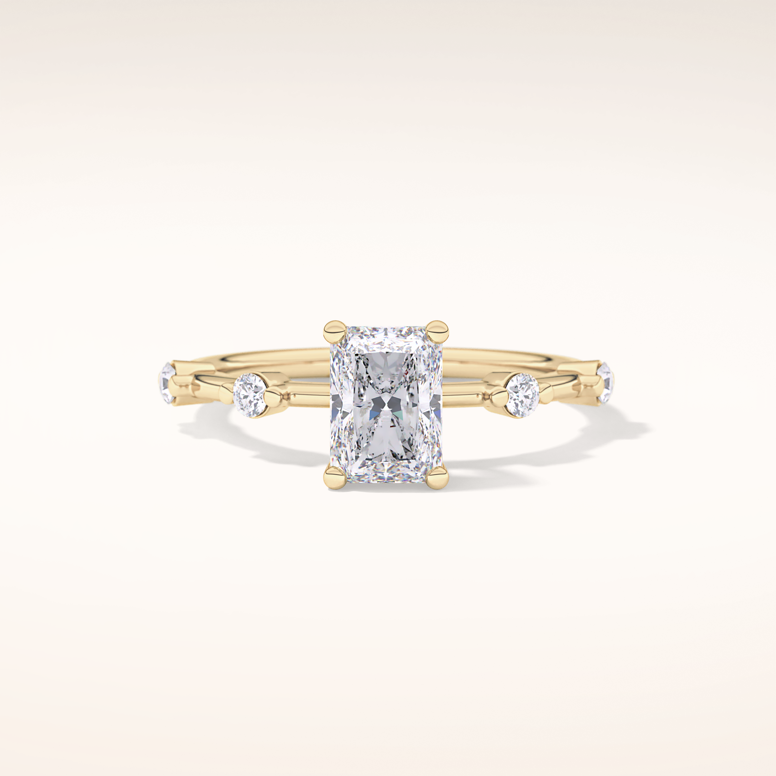 1.21 CT Radiant Shaped Dainty Pave Moissanite Engagement Ring