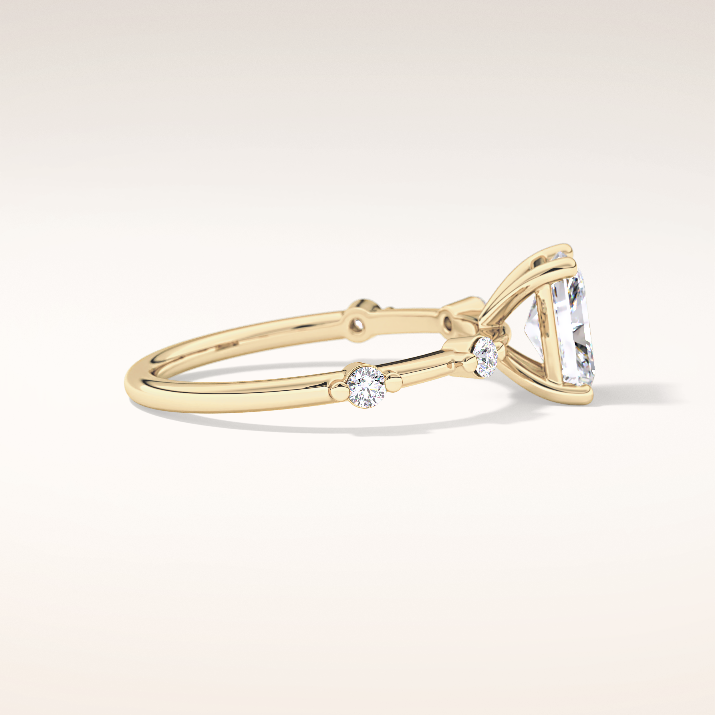 1.21 CT Radiant Shaped Dainty Pave Moissanite Engagement Ring