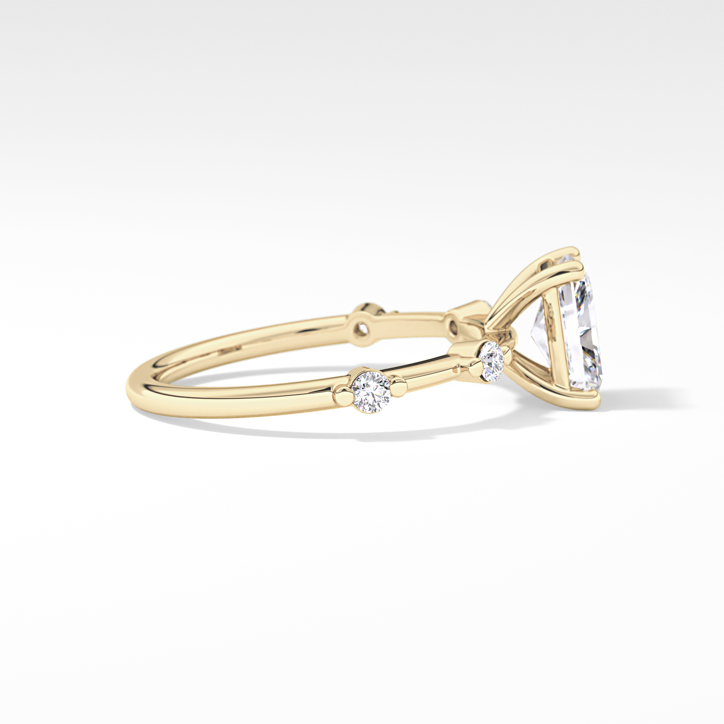 Radiant Dainty Pave Lab Grown Diamond Engagement Ring