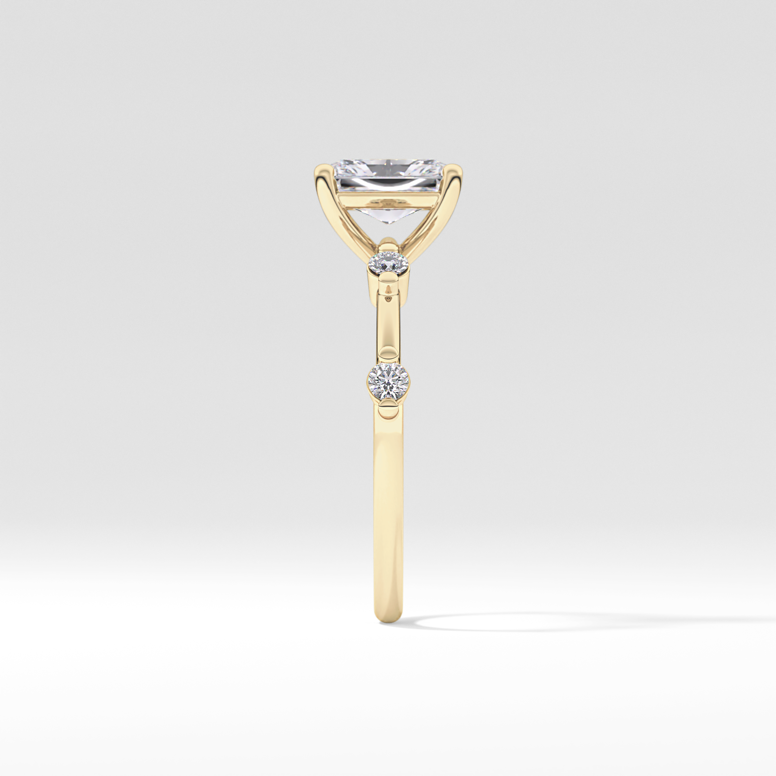 Radiant Dainty Pave Lab Grown Diamond Engagement Ring
