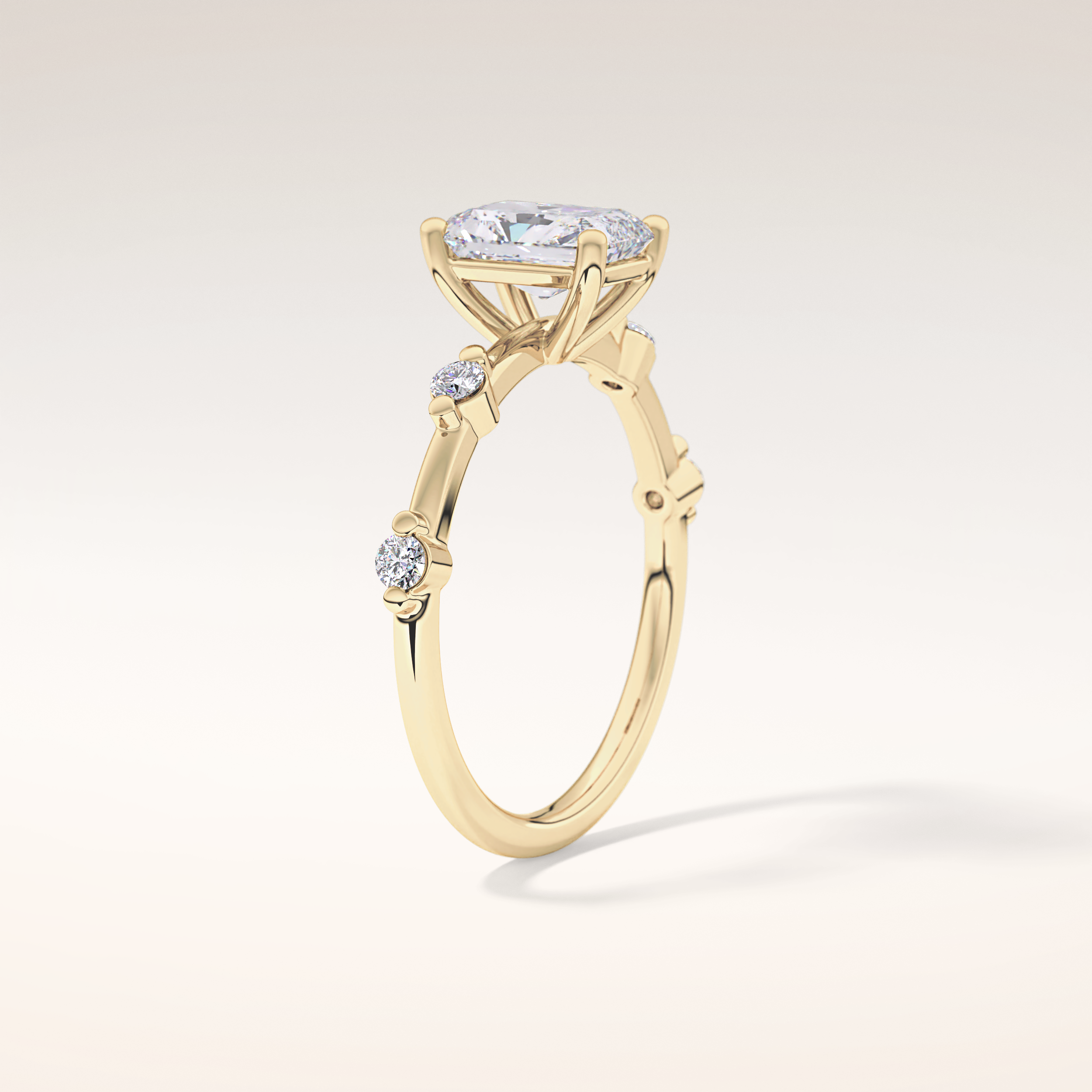 1.21 CT Radiant Shaped Dainty Pave Moissanite Engagement Ring