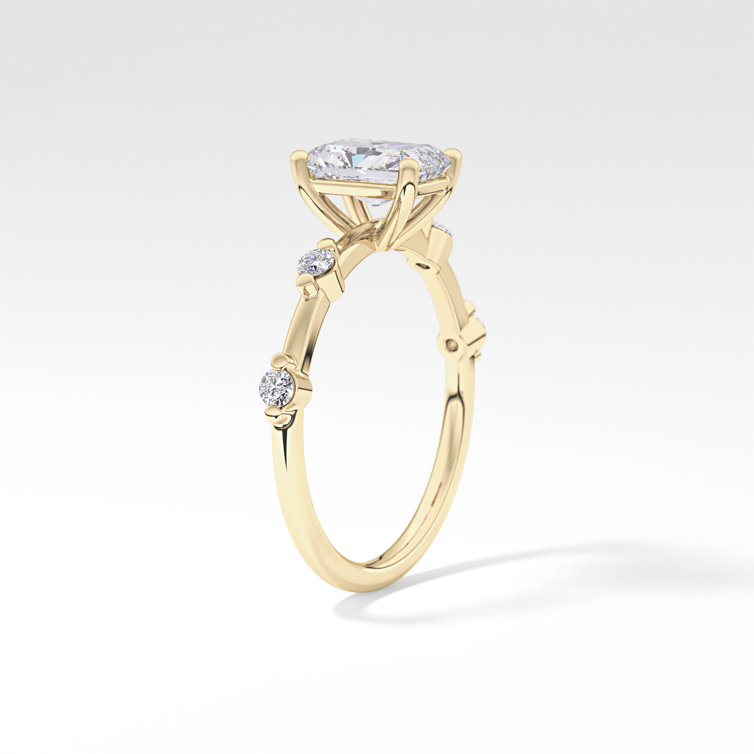 Radiant Dainty Pave Lab Grown Diamond Engagement Ring