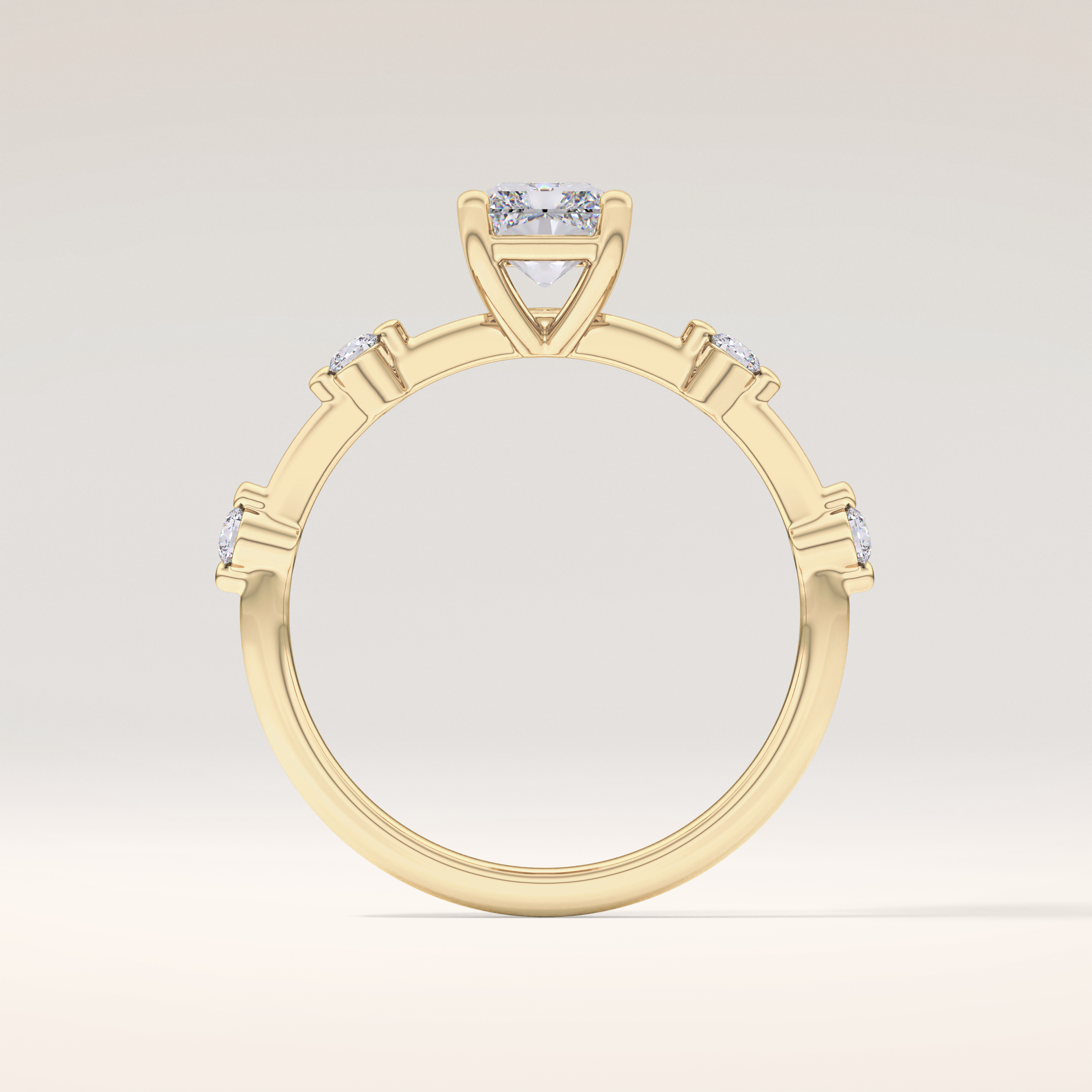 1.21 CT Radiant Shaped Dainty Pave Moissanite Engagement Ring