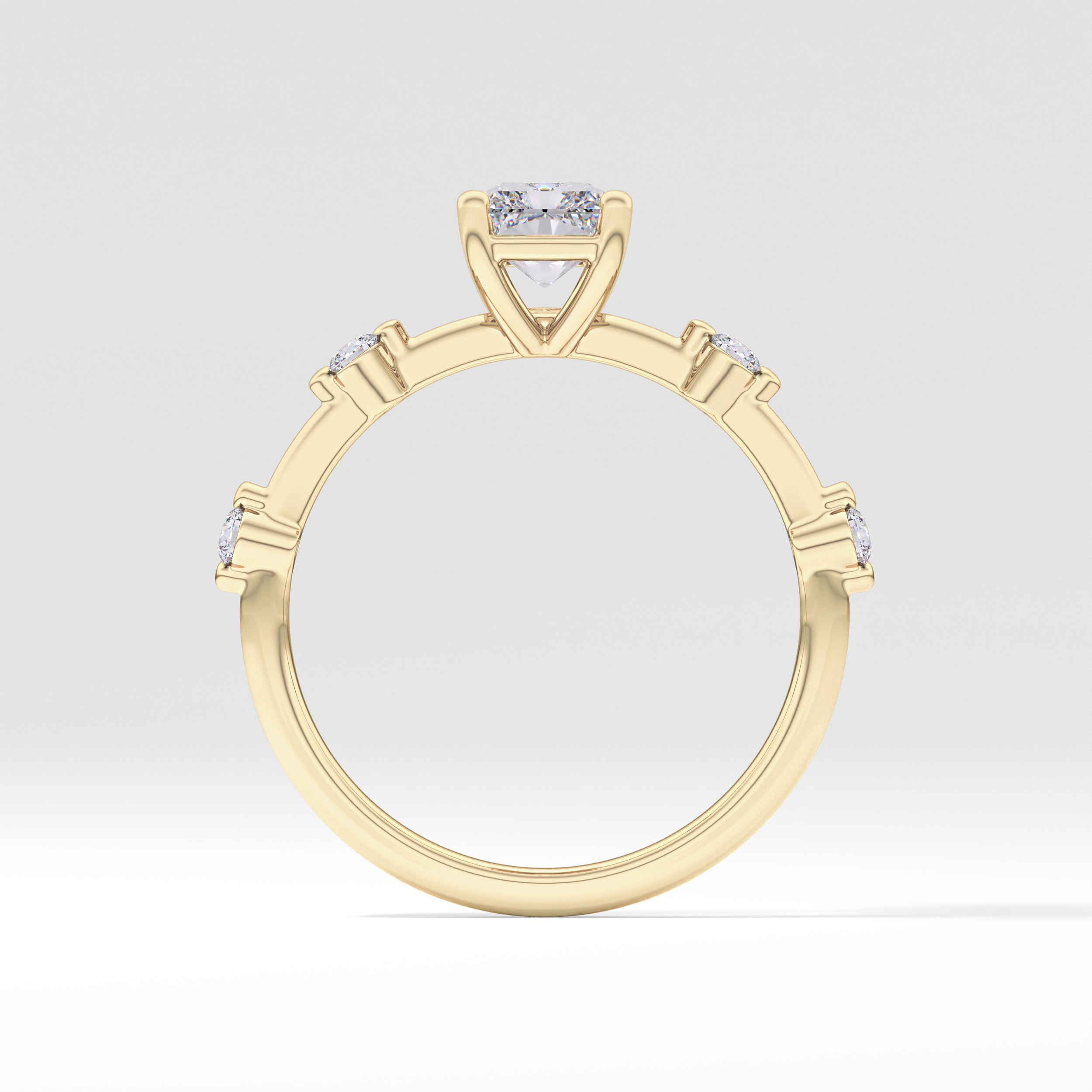 Radiant Dainty Pave Lab Grown Diamond Engagement Ring