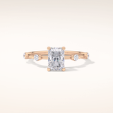 1.21 CT Radiant Shaped Dainty Pave Moissanite Engagement Ring