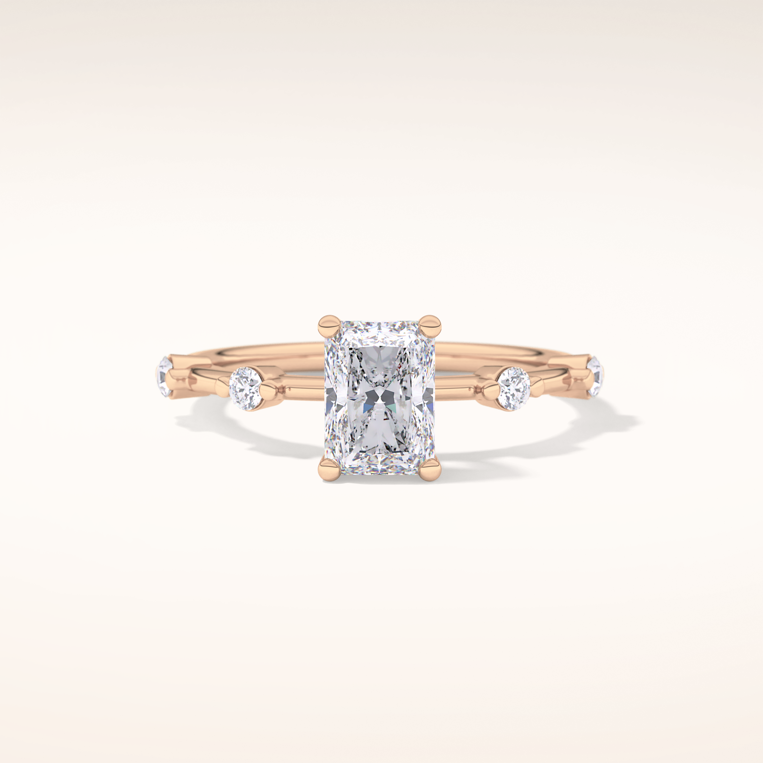 1.21 CT Radiant Shaped Dainty Pave Moissanite Engagement Ring