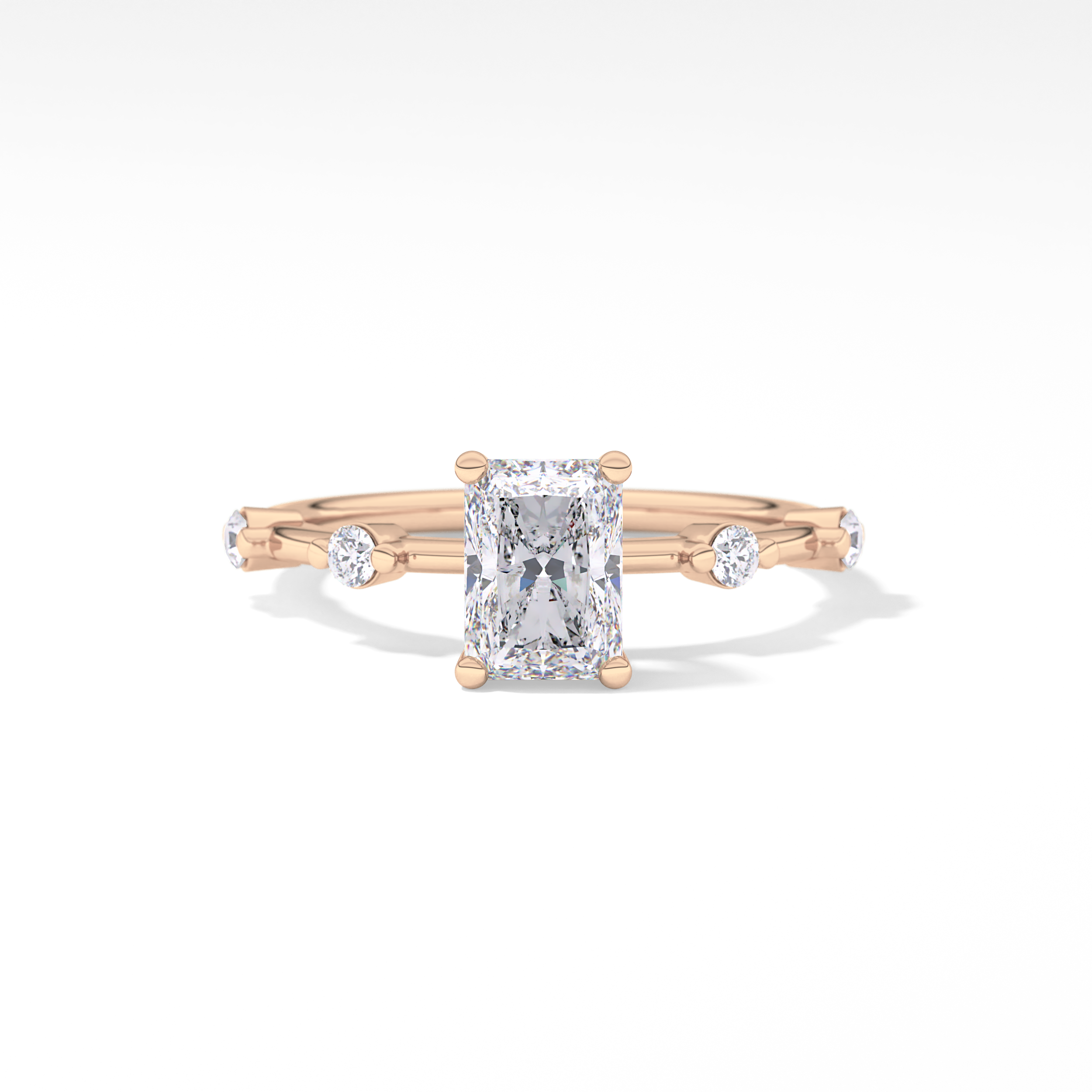 Radiant Dainty Pave Lab Grown Diamond Engagement Ring