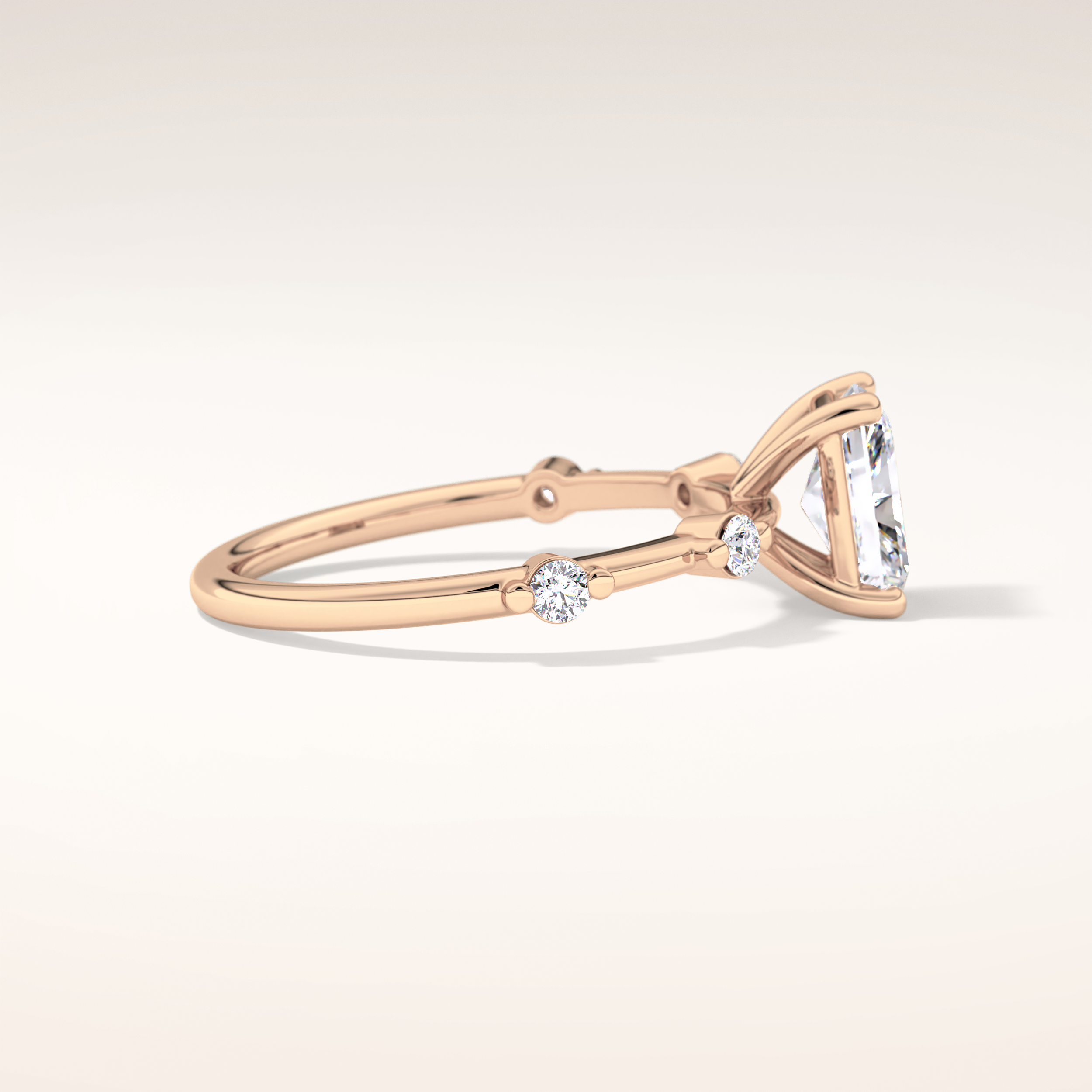 1.21 CT Radiant Shaped Dainty Pave Moissanite Engagement Ring