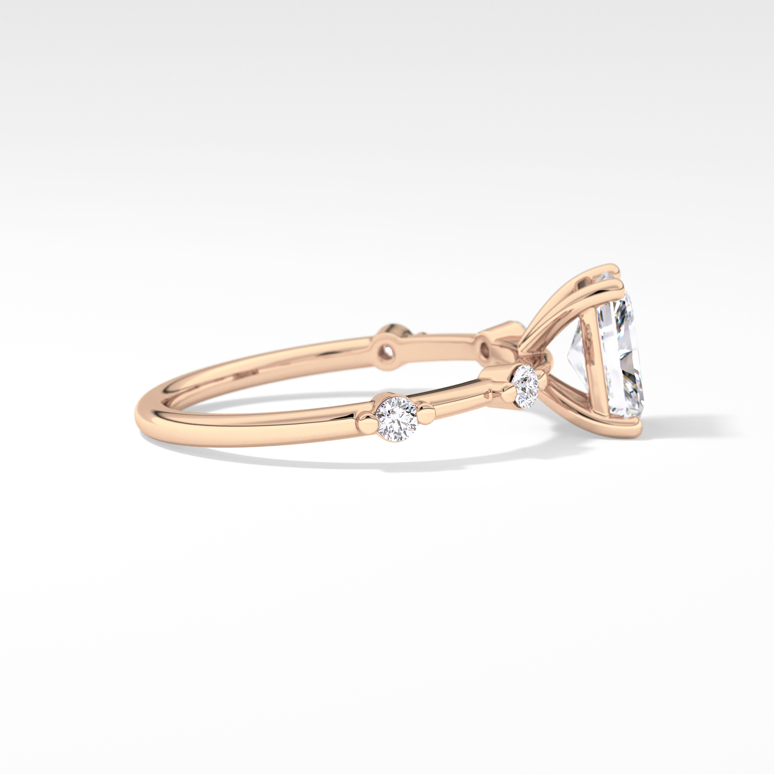 Radiant Dainty Pave Lab Grown Diamond Engagement Ring