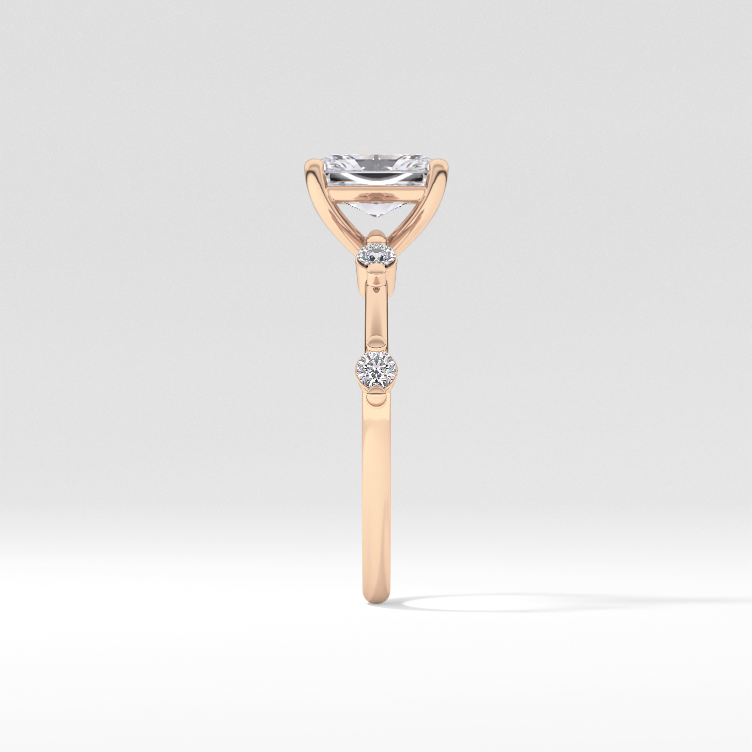 Radiant Dainty Pave Lab Grown Diamond Engagement Ring