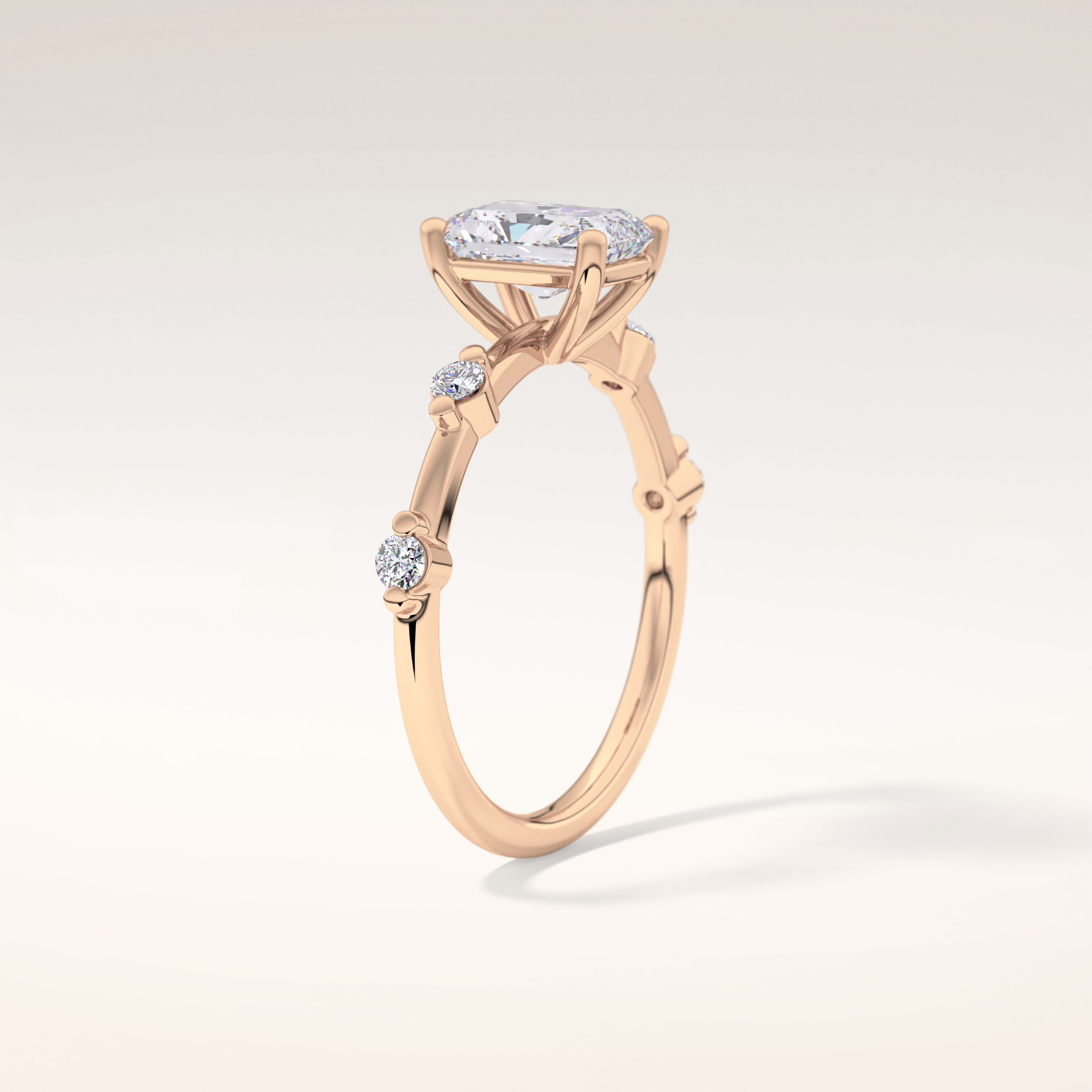 1.21 CT Radiant Shaped Dainty Pave Moissanite Engagement Ring