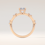 1.21 CT Radiant Shaped Dainty Pave Moissanite Engagement Ring