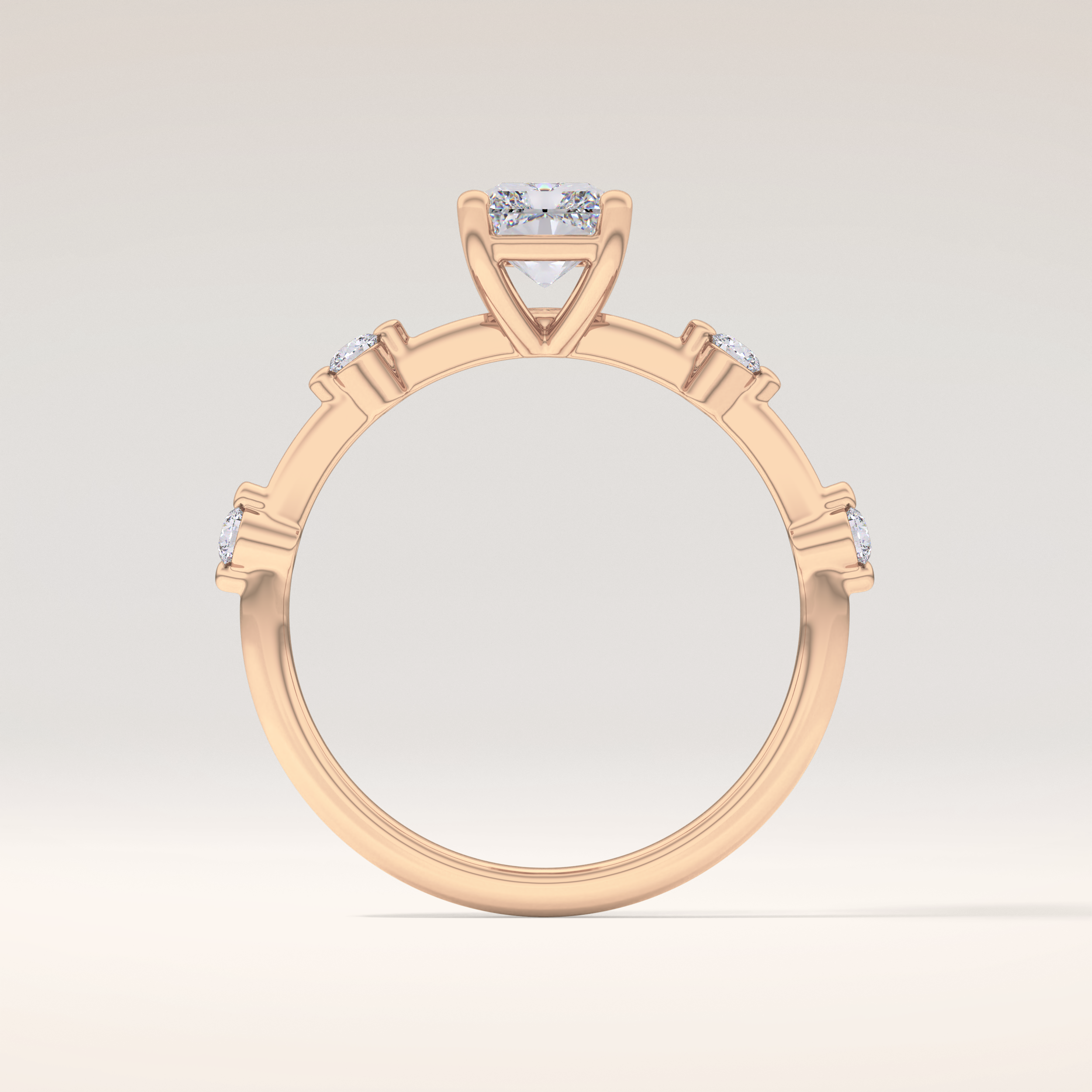 1.21 CT Radiant Shaped Dainty Pave Moissanite Engagement Ring