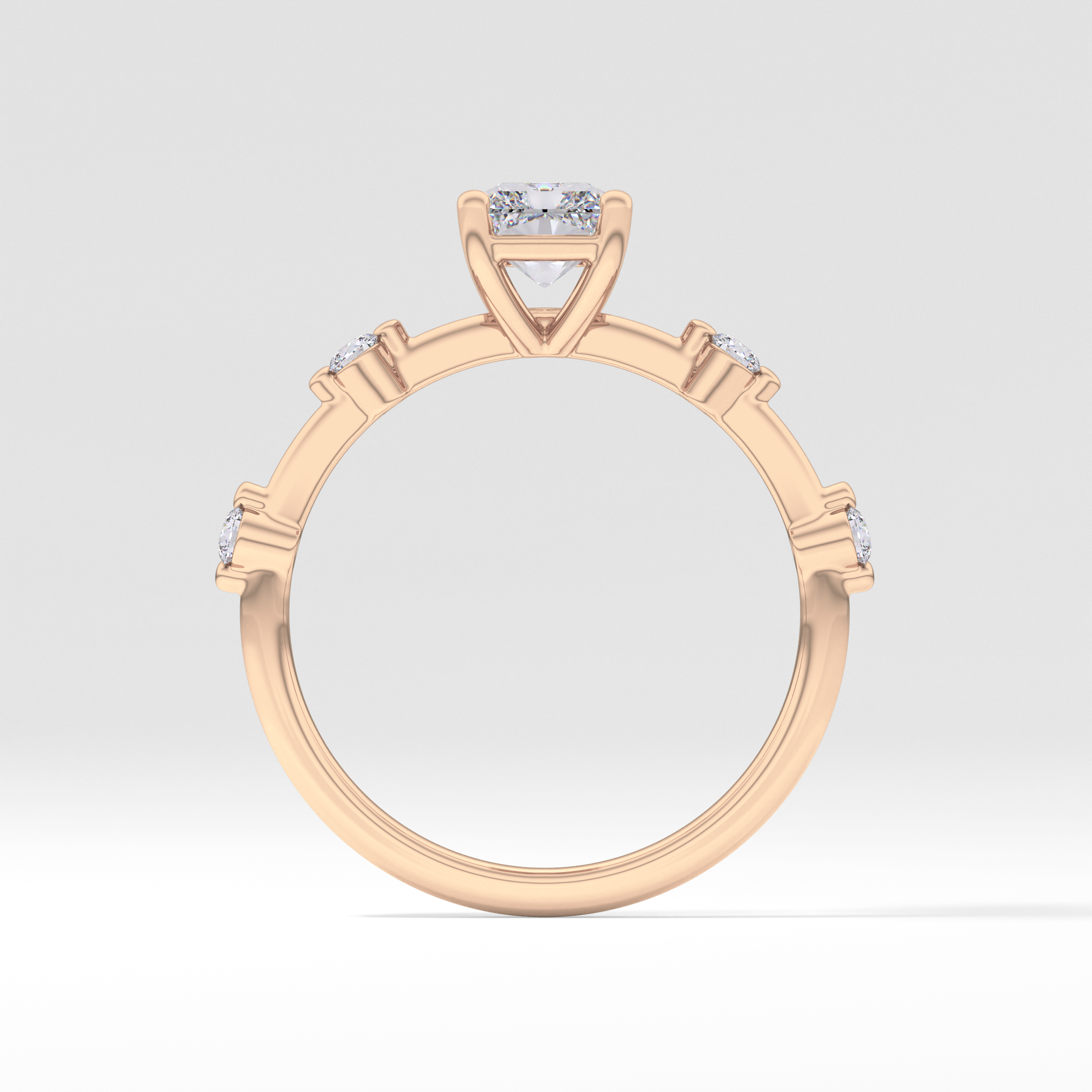 Radiant Dainty Pave Lab Grown Diamond Engagement Ring