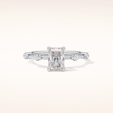 1.21 CT Radiant Shaped Dainty Pave Moissanite Engagement Ring