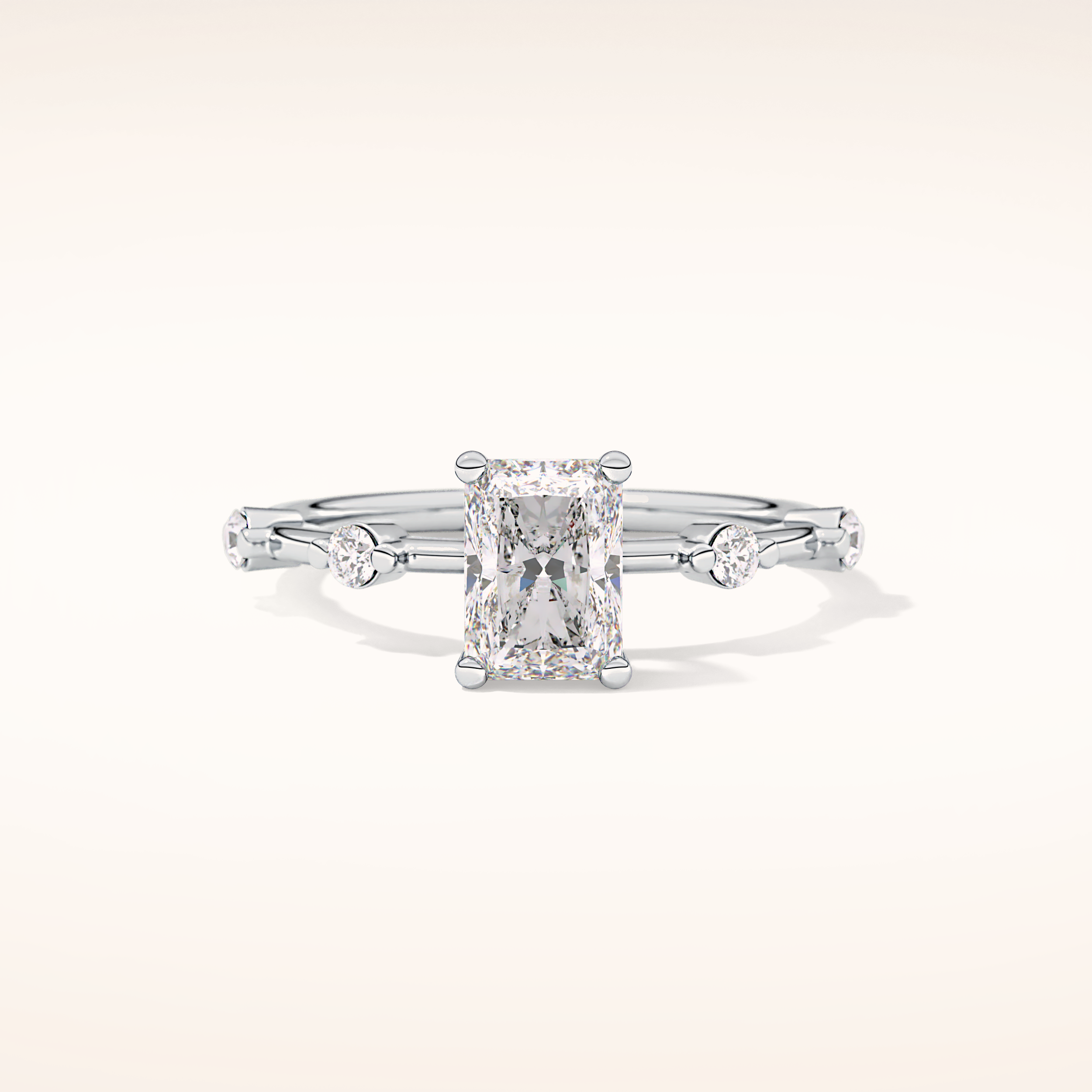 1.21 CT Radiant Shaped Dainty Pave Moissanite Engagement Ring