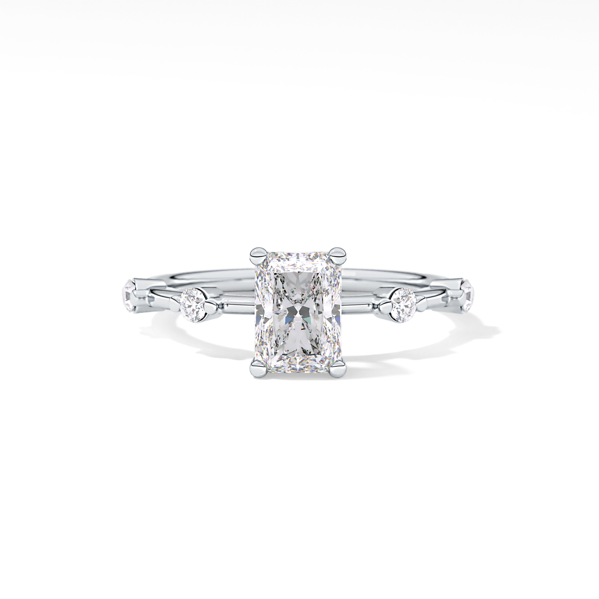 Radiant Dainty Pave Lab Grown Diamond Engagement Ring